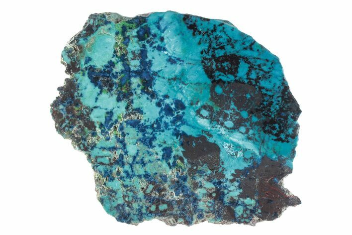 Vibrant Chrysocolla and Shattuckite Slice - Mexico #383740